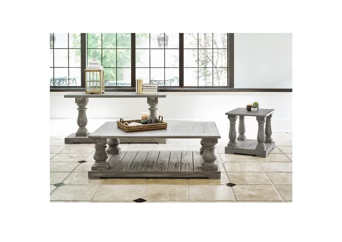 Ivan Four Pedestal End Table Smoke Grey