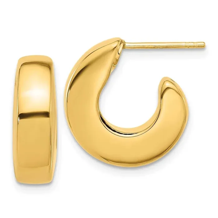 J-Hoop Post Earrings 14k Polished Gold YE2186