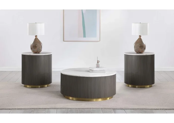 Jason 3-piece Round Marble Coffee and End Table Set White
