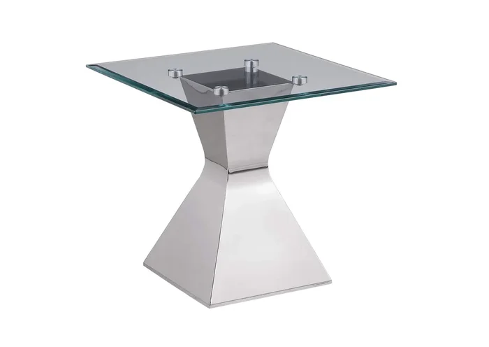 Jenny Glass Top Stainless Steel Side End Table Chrome