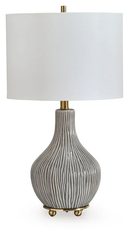 Judlen – Ceramic Table Lamp – Gray / Gold Finish