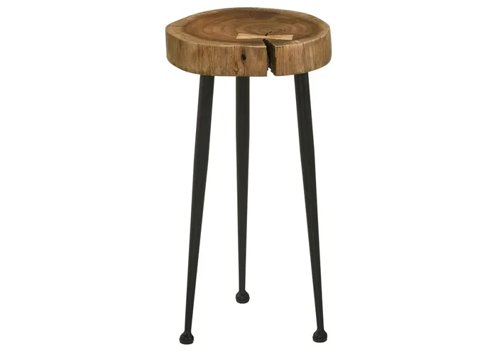 Keith Round Solid Tree Trunk Side Table Natural and Black