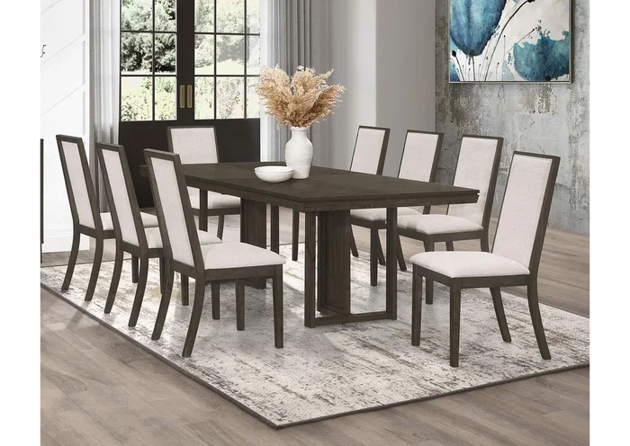Kelly 9-piece Rectangular Dining Table Set Dark Grey