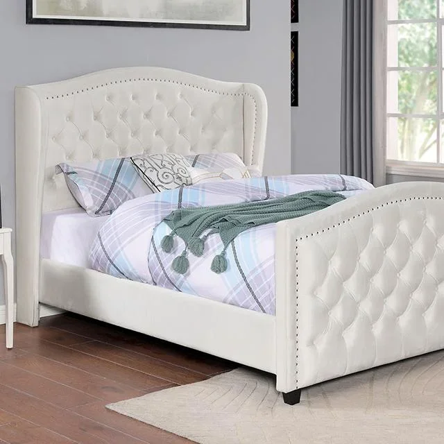KERRAN Queen Bed, Ivory