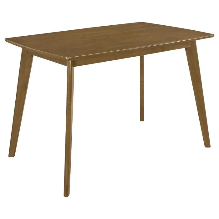 Kersey Rectangular Wood Dining Table – Solid Chestnut Finish, Retro-Inspired Angled Legs, Modern Farmhouse Style, Sturdy Functional Dining Table