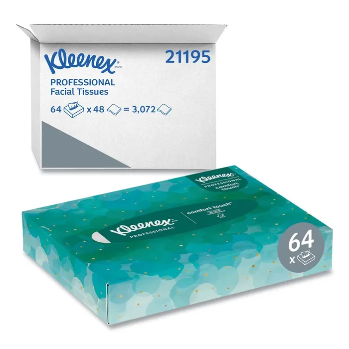 Kleenex® White Facial Tissue Junior Pack, 2-Ply, 48 Sheets/Box, 64 Boxes/Carton