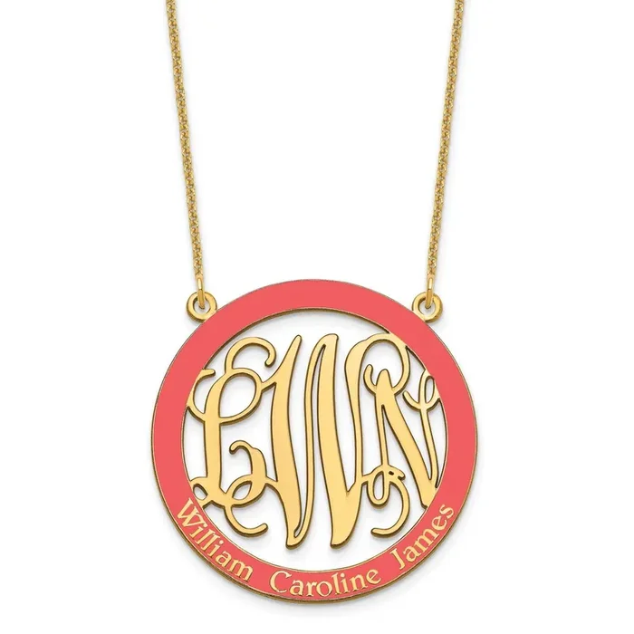 Large Epoxied Family Monogram Necklace 14k Gold XNA572Y