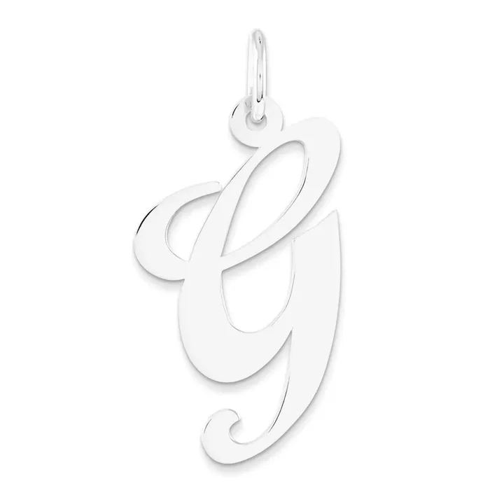 Large Fancy Script Initial G Charm 14k white Gold YC655G