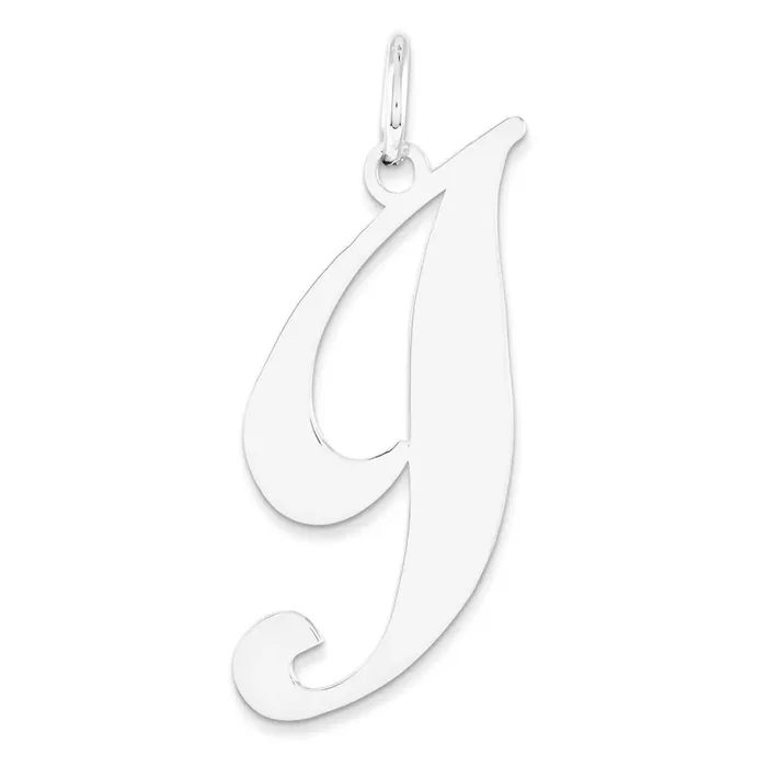 Large Fancy Script Initial I Charm 14k white Gold YC655I