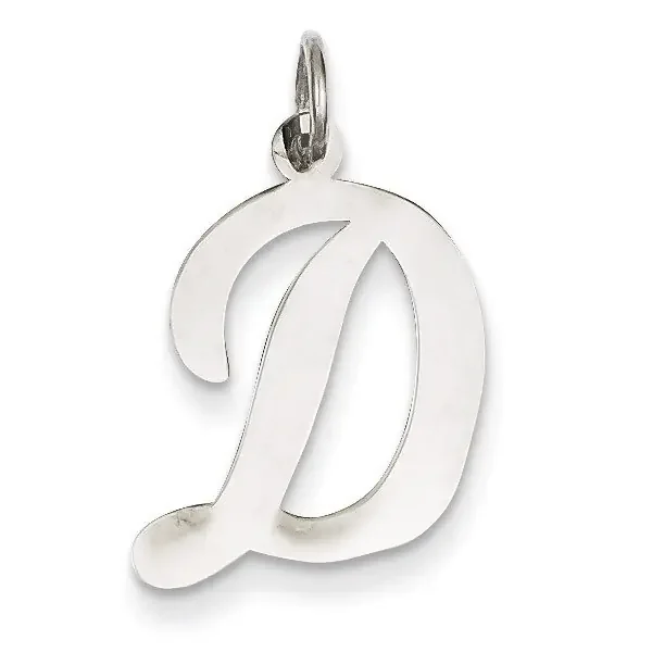 Large Script Initial D Charm 14k White Gold YC663D