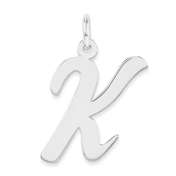 Large Script Initial K Charm 14k white Gold YC663K