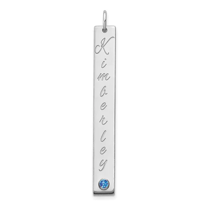 Large Vertical Bar Charm with Birthstone Sterling Silver XNA1096SS