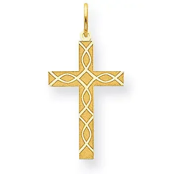 Laser Designed Cross Charm 14k Gold XR1199