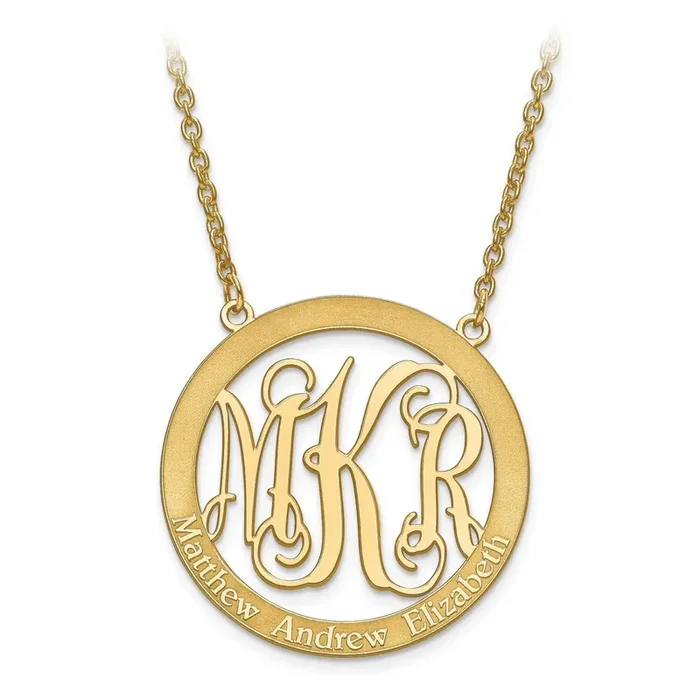 Laser Family Monogram Pendant with Chain Gold-plated Silver XNA570GP