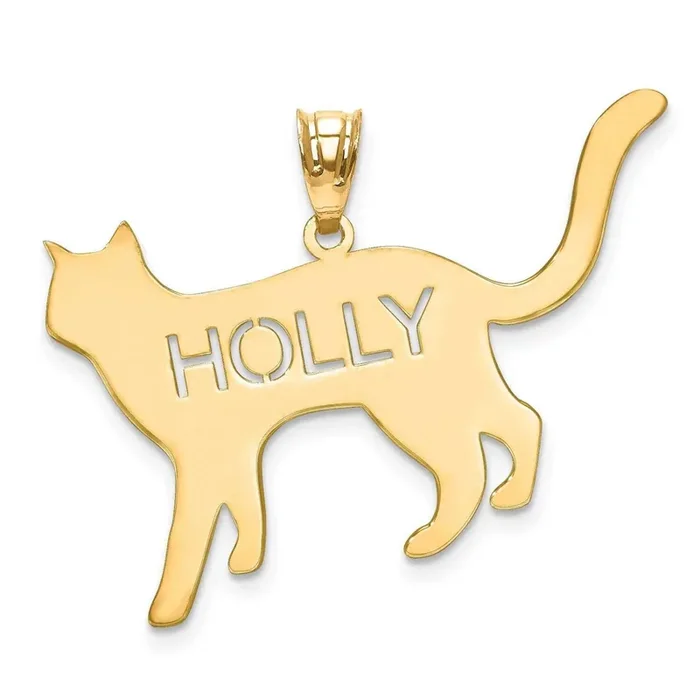 Laser Polished Cat Name Pendant Gold-plated Silver XNA692GP