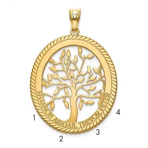 Laser Polished Family Tree Oval Pendant Gold-plated Silver XNA670GP