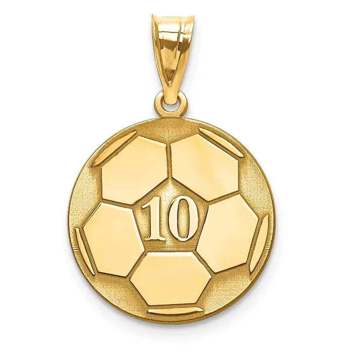 Laser Soccer Number And Name Pendant Gold-plated Silver XNA698GP