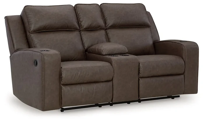 Lavenhorne – Dbl Rec Loveseat W/Console – Granite