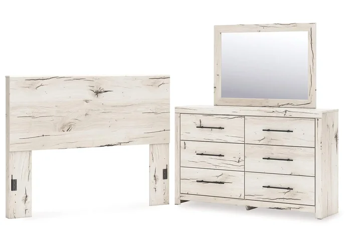 Lawroy Queen Panel Headboard with Mirrored Dresser