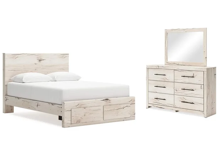 Lawroy Queen Panel Storage Bed with Mirrored Dresser