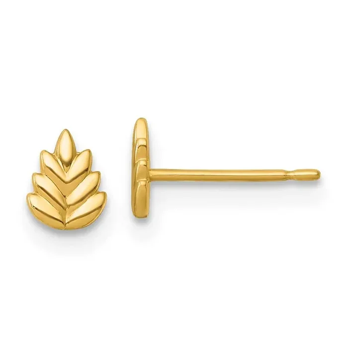 Leaf Post Earrings 14k Gold Polished YE2299