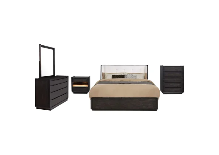 Leandro 5-piece Queen Bedroom Set Burnished Black