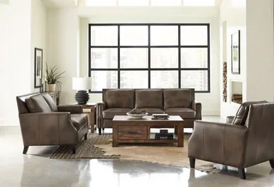 Leaton 3-piece Upholstered Recessed Arm Sofa Set Brown Sugar / CS-509441-S3