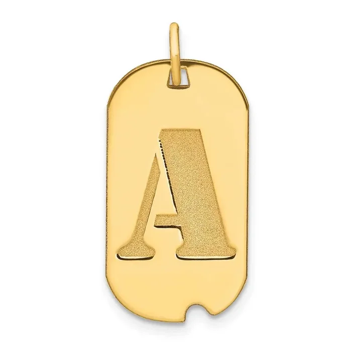 Letter A Initial Dog Tag Pendant 14k Gold Polished YC1439A