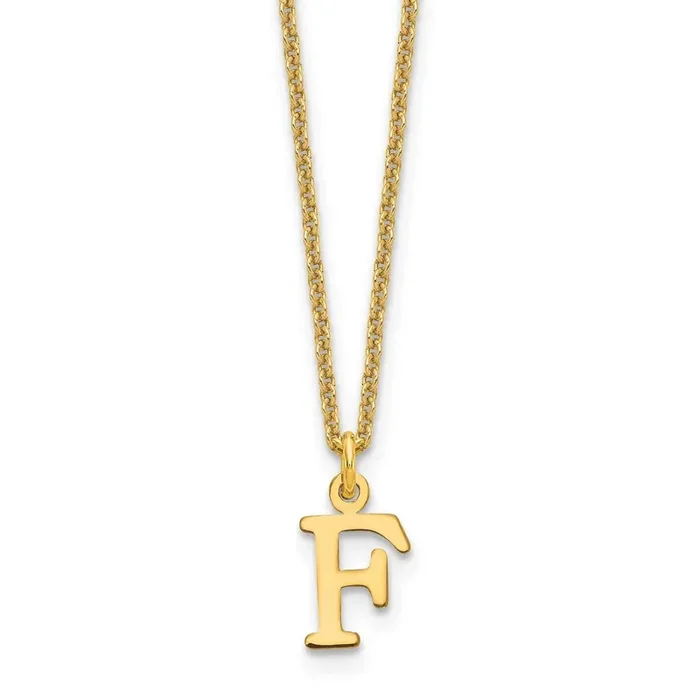 Letter F Initial Pendant with Chain 14k Gold Cutout XNA727Y/F
