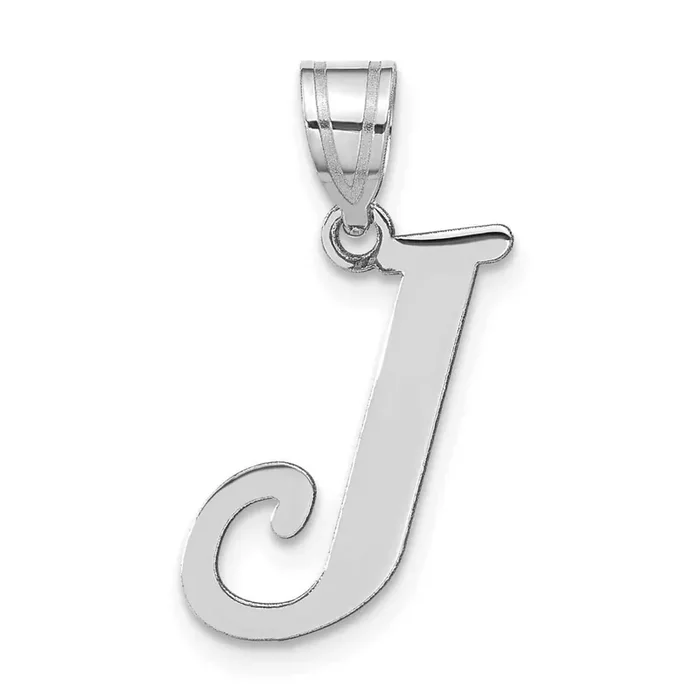 Letter J Initial Pendant 14k White Gold Polished YC1440WJ