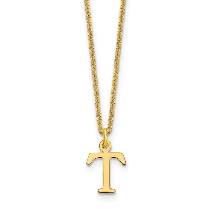Letter T Initial Pendant with Chain 14k Gold Cutout XNA727Y/T