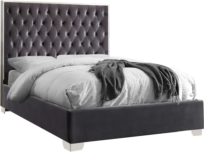 Lexi Grey Velvet Full Bed