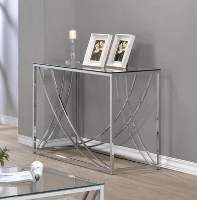 Lille Glass Top Entryway Console Table Accents Chrome / CS-720499