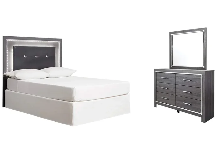 Lodanna Full Upholstered Panel Headboard with Mirrored Dresser