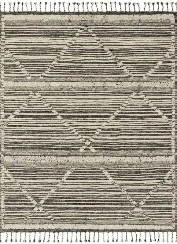 Loloi – Iman Ivory / Charcoal 18in x 18in Sample Rug – IMANIMA-01IVCC160S