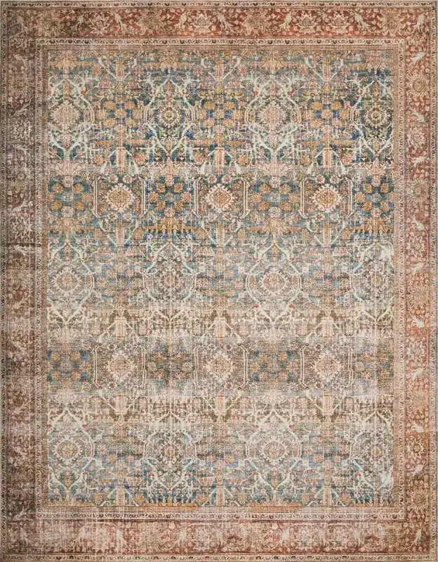 Loloi – Layla Ocean / Rust 9-0in x 12-0in Area Rug – LAYLLAY-04OCRU90C0