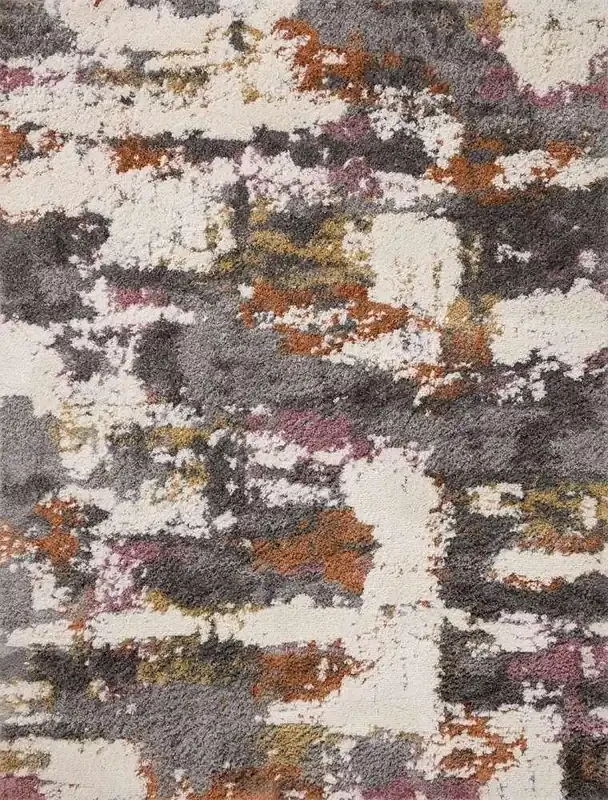 Loloi – Levitt Shag Grey / Multi 4-0in x 6-0in Accent Rug – LEVTLEV-04GYML4060