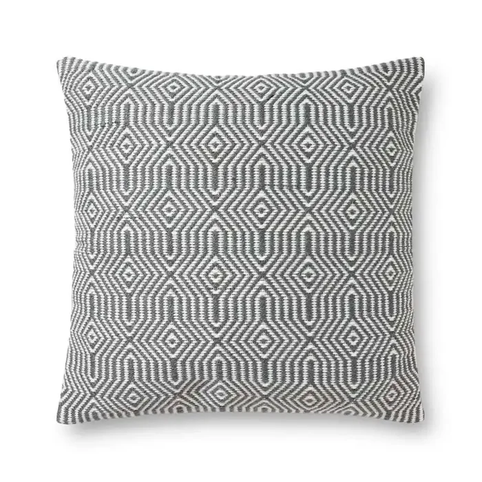 Loloi – P0339 Charcoal / White 22in x 22in Cover w/Poly Pillow – PSETP0339CCWHPIL3
