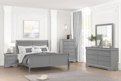 LOUIS PHILIPPE Full Bed, Gray / FM7866GY-F-BED