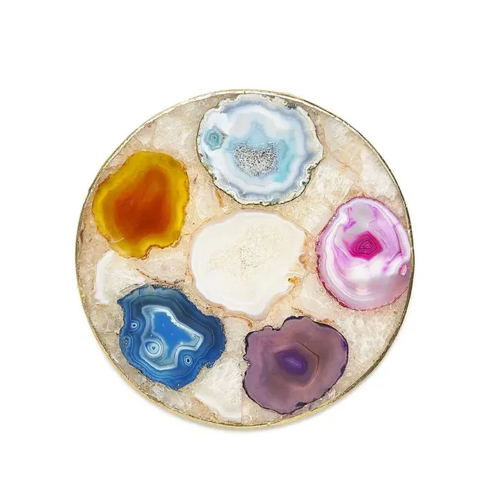 Maitland Smith – Agate Trivets With Gold Trim – 8410-12