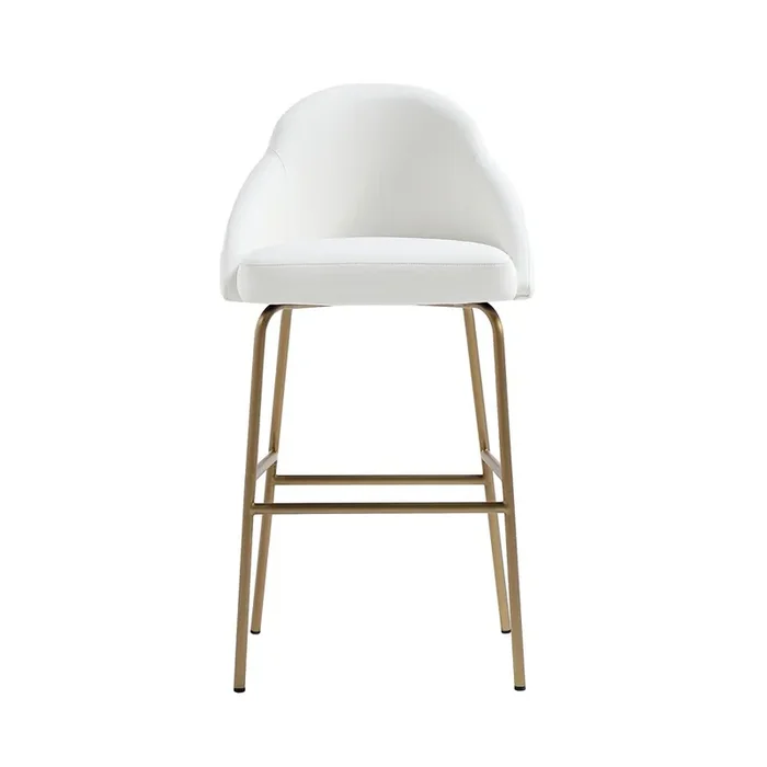 Manhattan Comfort – Gracie Leatherette Barstool with Steel Legs in White and Gold – BS022-GWH