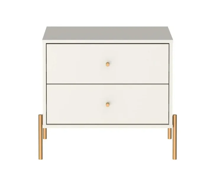 Manhattan Comfort – Jasper Nightstand with 2 Drawers in Off White – 51353
