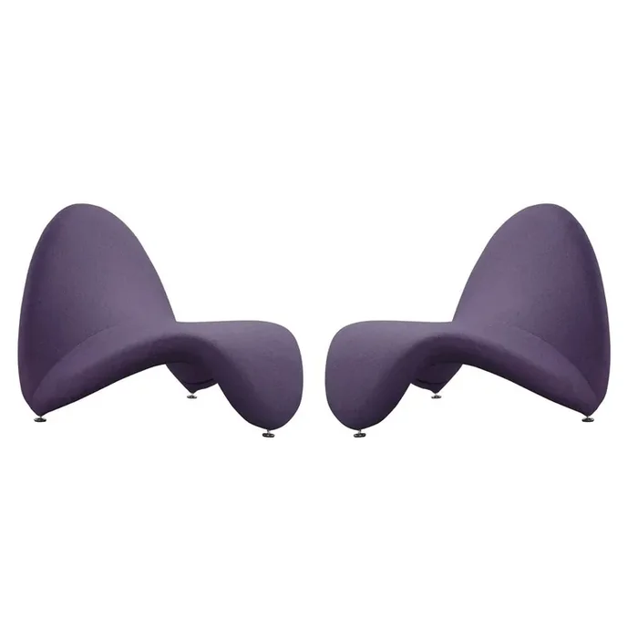 Manhattan Comfort – MoMa Wool Blend Accent Chair with Metal Legs in Purple – Set of 2 – 2-AC009-PL