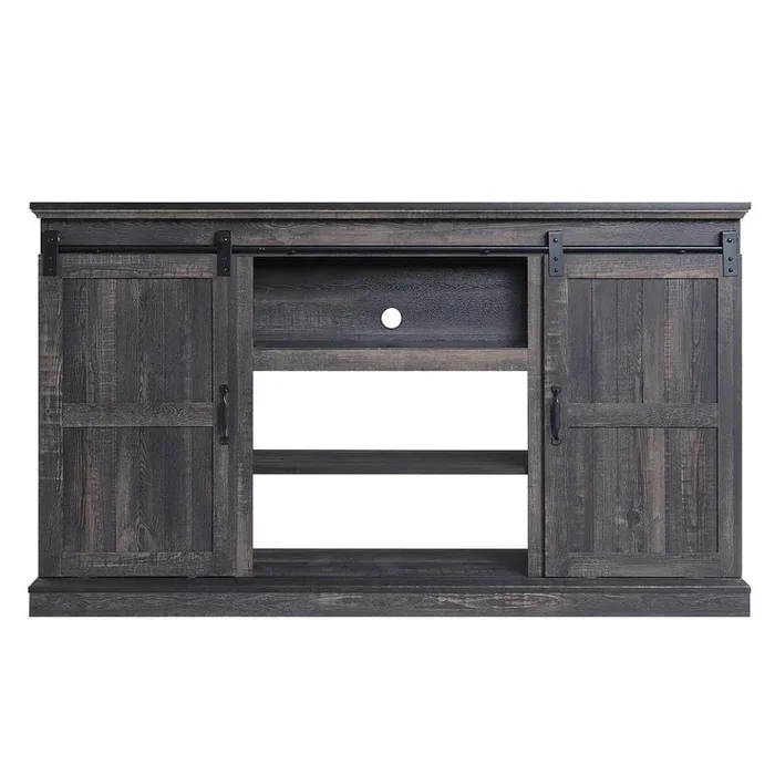 Manhattan Comfort – Myrtle TV Stand with 7 Fixed Shelves in Heavy Brown – TVFP2-BR