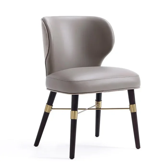 Manhattan Comfort – Strine Velvet and Leatherette Dining Chair with Wood Legs in Dark Taupe – DC045-DT