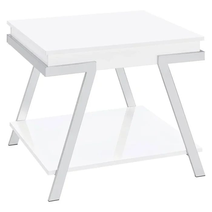 Marcia – Rectangular Side End Table – White High Gloss