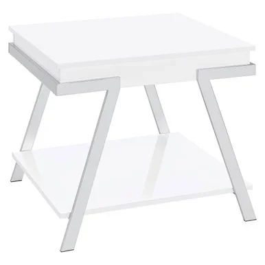 Marcia Rectangular Side End Table White High Gloss / CS-708157