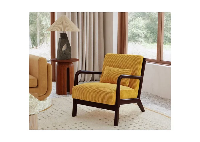 Marina Chair In Steno Maize With Walnut Finished