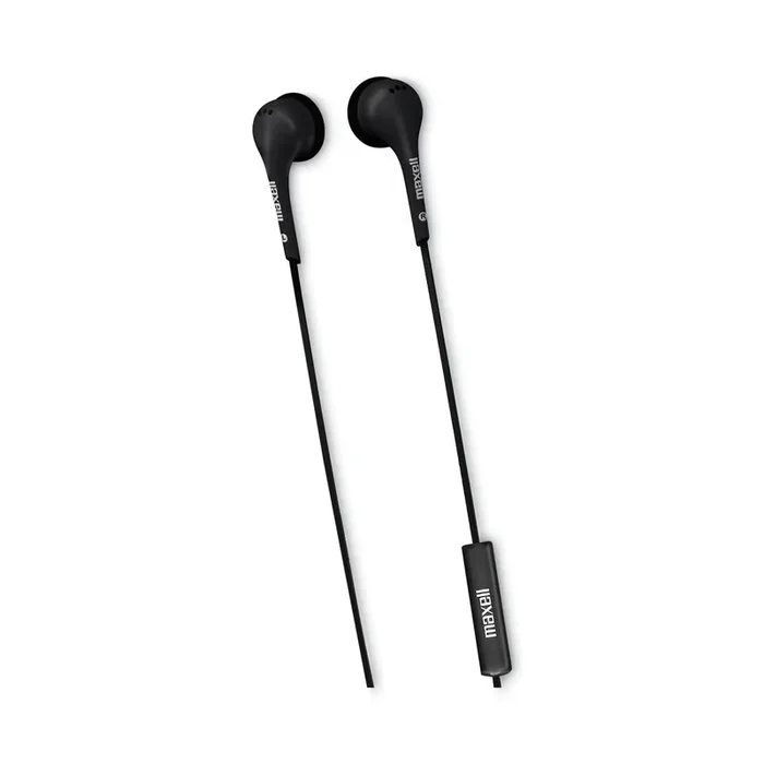 Maxell® EB125 Earbud with MIC, 6 ft Cord, Black