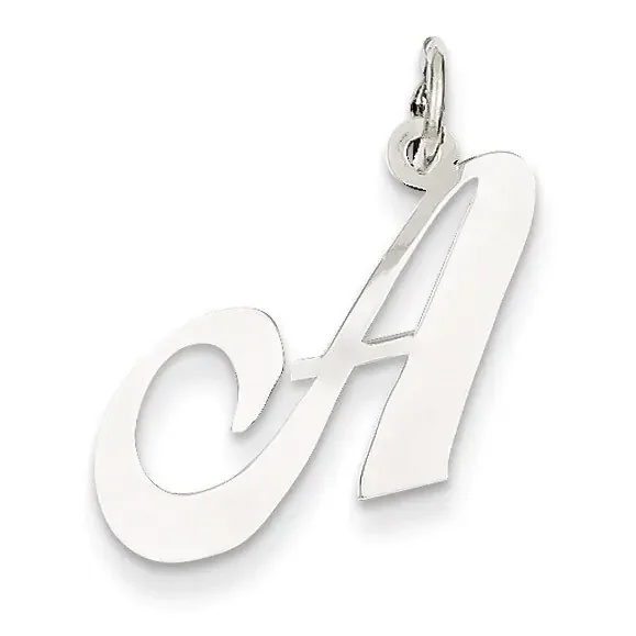 Medium Fancy Script Initial A Charm 14k White Gold YC653A